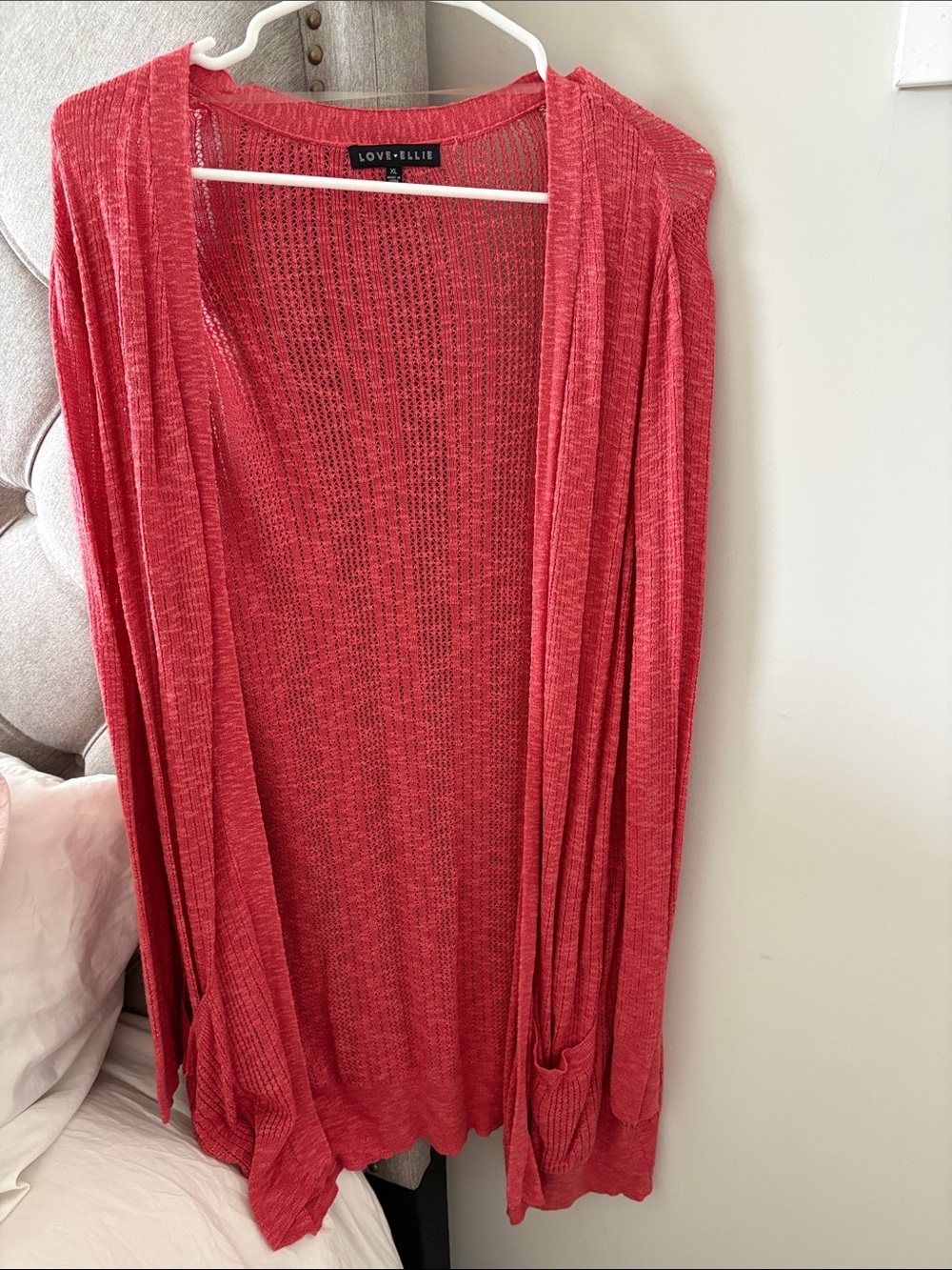 Love + Ellis Women’s Open-Front Cardigan Sweater - Coral Pink